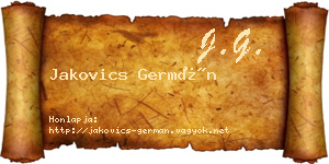 Jakovics Germán névjegykártya